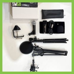 Pro Podcast & Studio Mic Bundle – Shure SM58 Dynamic + TONOR TC20 Condenser + 2 Types Of Stands