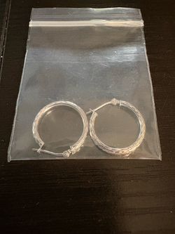 Silver Textured Hoop Earrings