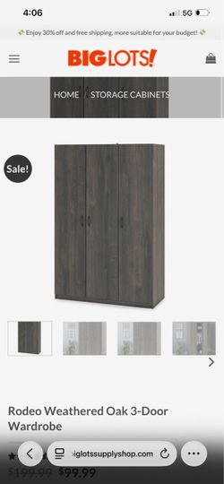 Rodeo Weathered Oak 3-Door Wardrobe