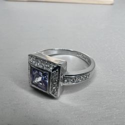 Lia Sophia Lavender cubic zirconia dazzler square halo ring, size 9  