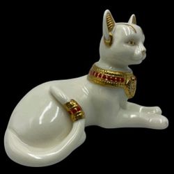 Retired 1999 Lenox Porcelain Jewels of Egypt White Cat "Bastet" Goddess