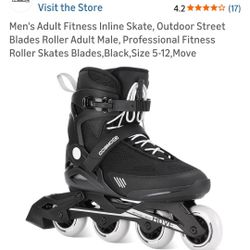 Men's Adult Fitness Inline Skate, Outdoor Street Blades Roller Adult Male, Professional Fitness Roller Skates Blades,Black,Size 8M