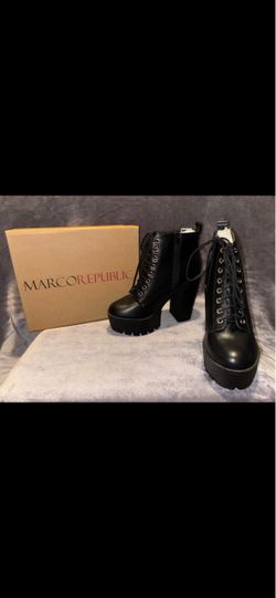 Marco Republic Black Platform Lace-Up Ankle Boots
