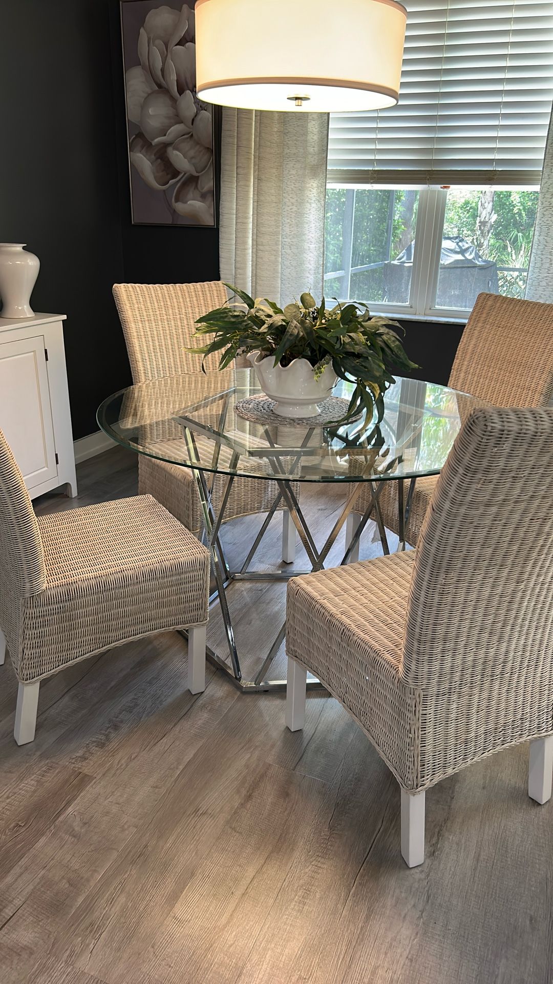 Glass Top Dining Table With Chrome Base