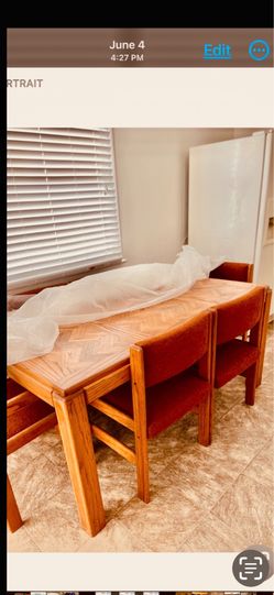 Table with six chairs and hutch $400