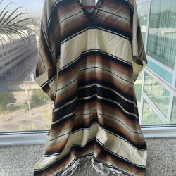 Vintage Men’s Biker Poncho Aztec Print Blanket Warm!