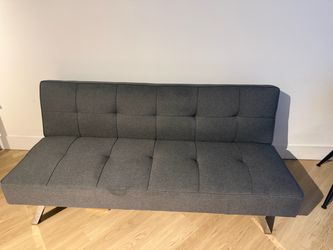 Gray Tufted Fabric Sofa Bed Futon