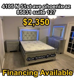 Queen size bedroom set with pillow top mattress and Boxspring brand new