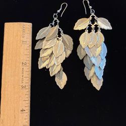 Large Light Weight Leaf Silver Earrings 