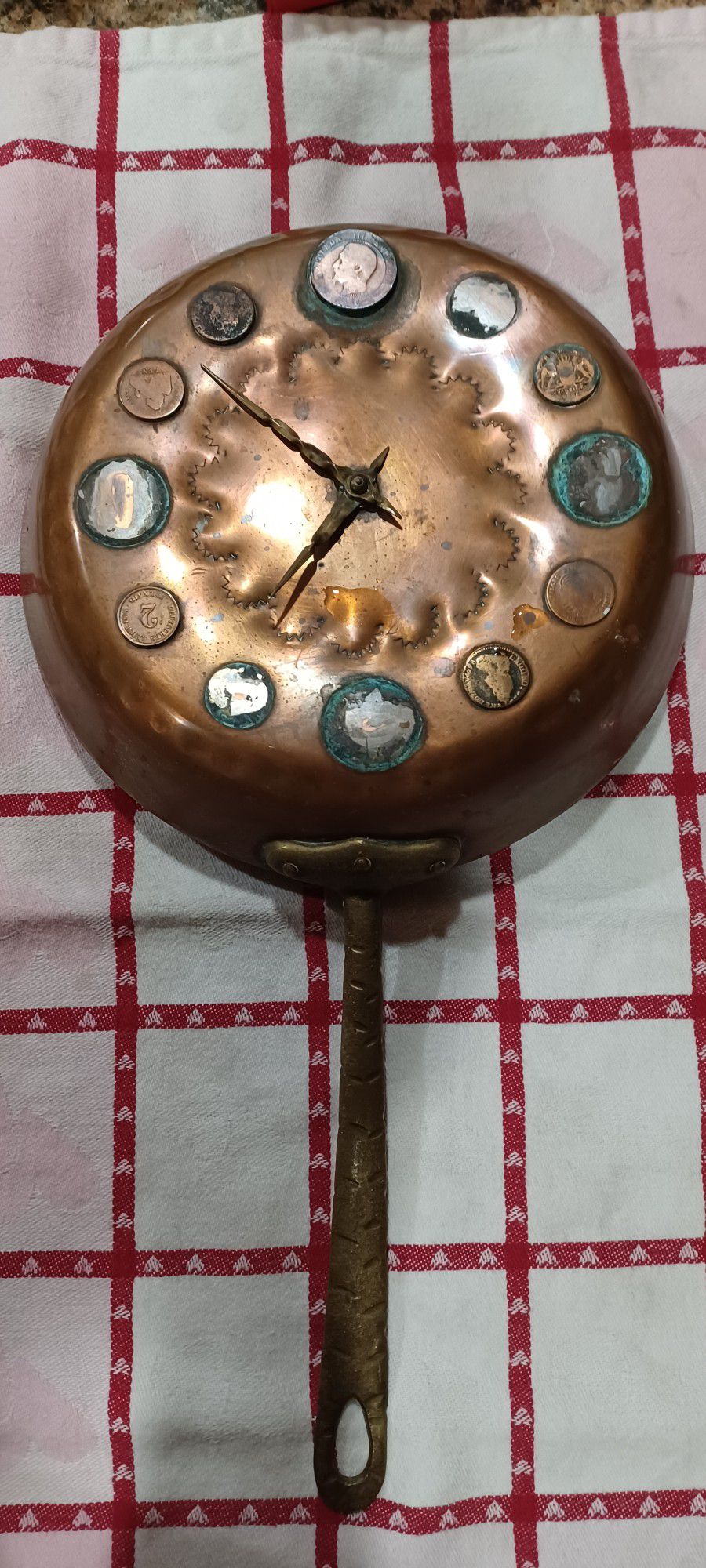 Antique Copper Skillet Clock