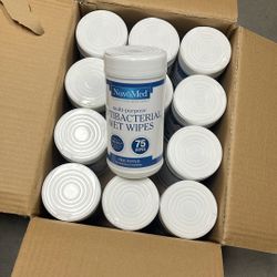 Antibacterial Wipes 75 Per Container 12 Per Box All For One Money