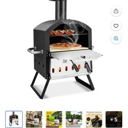 Spaco Grill, Outdoor BBQ Grill,Outdoor Pizza Oven with Anti-scalding Handles and Foldable Legs-Black