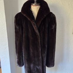 Real Mahogany Mink Fur Coat Size M