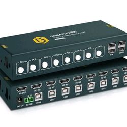 8 Port HDMI KVM Switch，8 Computers Share 1 Monitor Keyboard and Mouse, USB2.0 4K