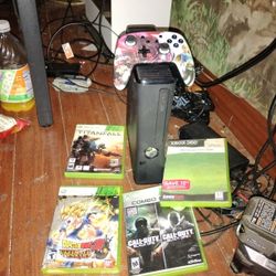 360 X Box With Four Games Works Great
