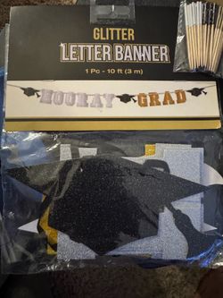 Gold and black graduation banner