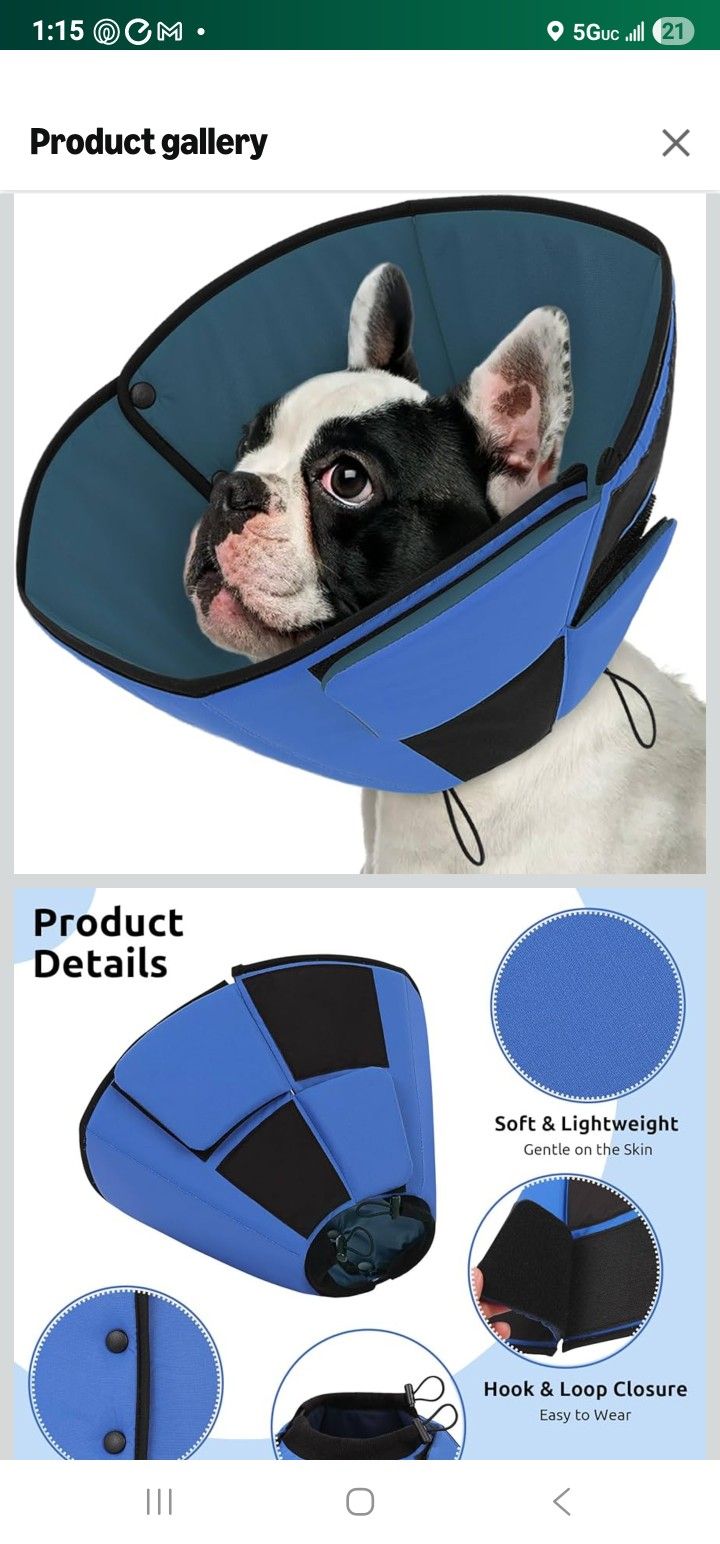 Queenmore Medium Dog Cone Collar - Soft, Breathable Pet Recovery Wound