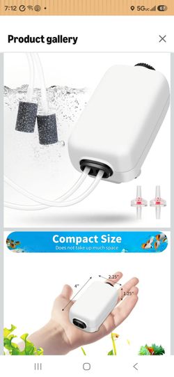 AQUANEAT Aquarium Air Pump for 20-210 Gallon Tank, Fish Air Bubbler, Hydroponic Oxygen Aerator with Stones, Airline Tubing, Check Valves