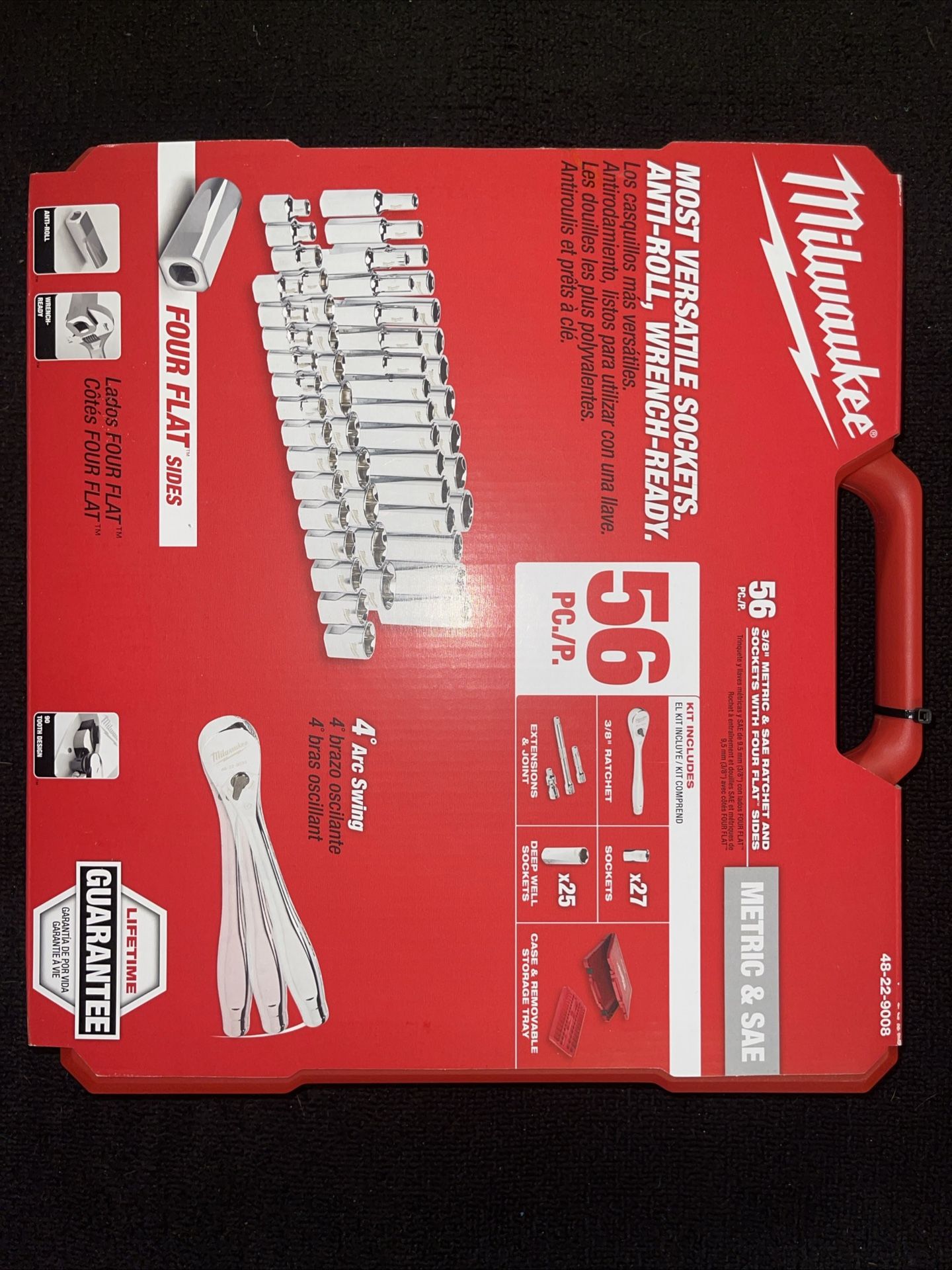 Milwaukee 3/8" Drive 56pc Ratchet & Socket Set - SAE & Metric