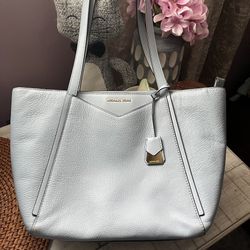 Michael Kors Leather Tote Purse Light Blue