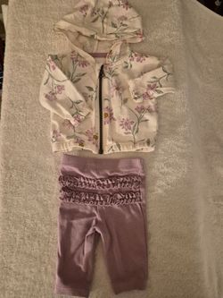 NEW! Baby Girl, Floral Zip-Up,  Hoodie and Leggings Set, Size Newborn