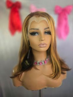 16" human hair wig honey blonde straight 13x6 lace front