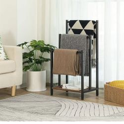 Free Standing Towel Rack, 3 Tier Blanket Rack, Blanket Holder for Bathroom, 16.9" L x 11" W x 31.9" H, Industrial Metal Drying and Display Rack with S