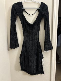 Black Fuzzy Mini Dress – New With Tags