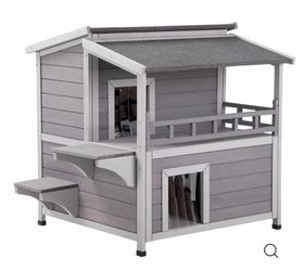 Air33 2-Story Outdoor Heated Cat House AIR33-IN-HP with Removable Insulation Liner - Gray