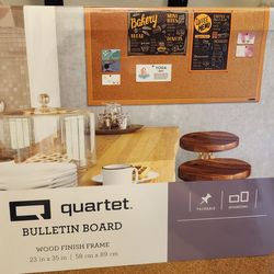 Quartet Cork Bulletin Board 23" x 35" Wood Frame