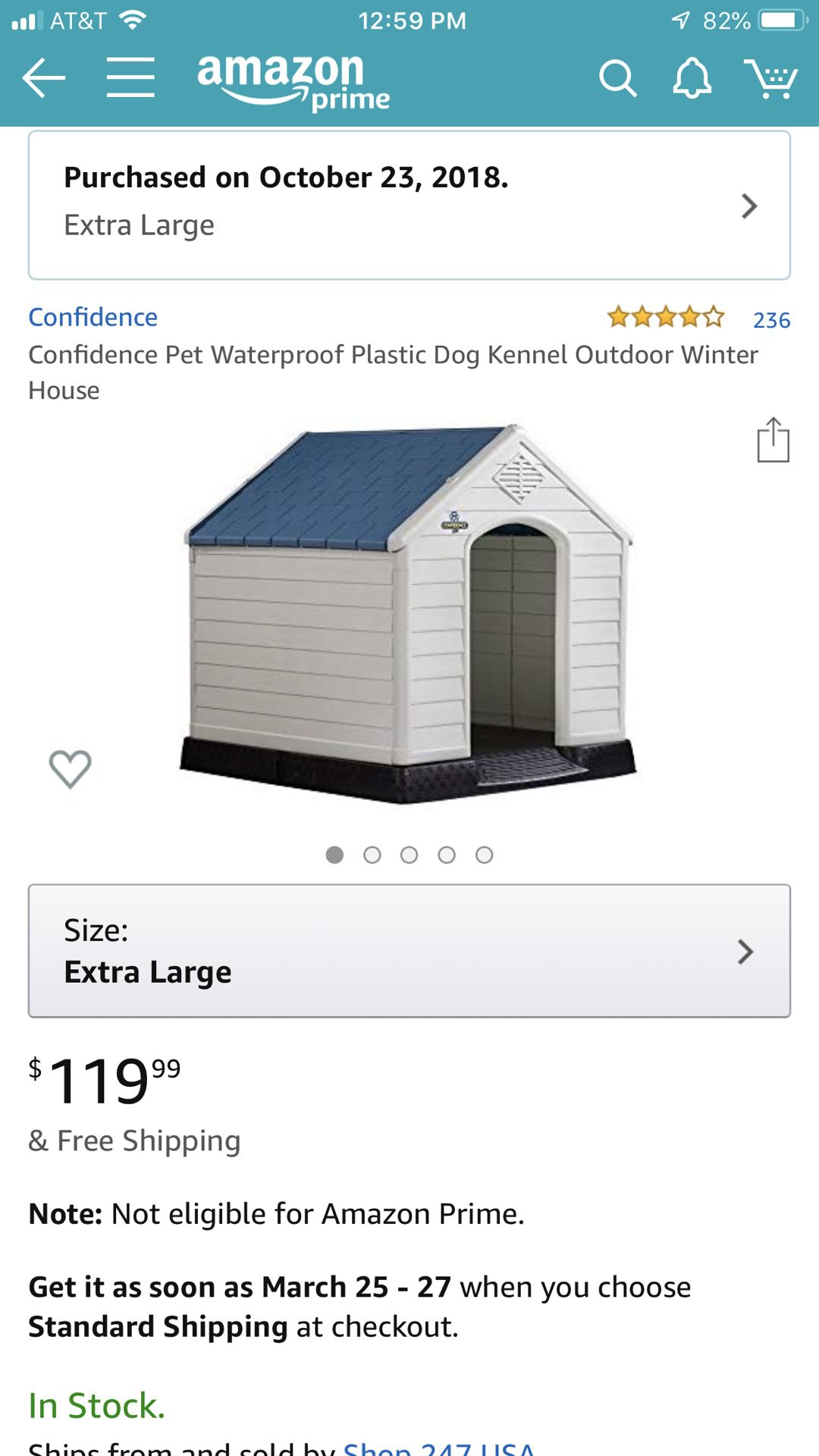 Large dog house also fits 2 20lb dogs.