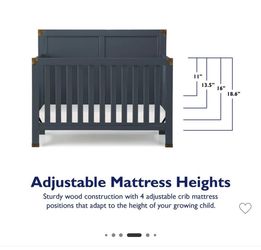 Baby Crib -Navy Blue 5 in 1 Comvertible