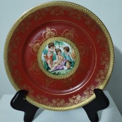 MID CENTURY CABINET PORCELAIN PLATE SET OF 2 - 8.25"