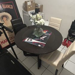 3 Chair Wood & Glass Dining Room Table 