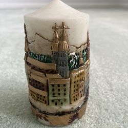 Vintage Emporer Carved Painted Pillar Candle, Salzburg, Austria Skyline