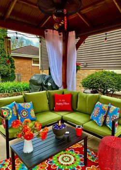 L-Shaped outdoor couch and table  $400 OBO