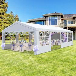 Canopy Party Tent, 20'X30' Patio Party Tent with Rollable Sides and 4 Sandbags, Heavy Duty Steel Frame Carport Gazebo Event Tent Perfect for Wedding, 