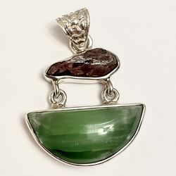 925 sterling silver natural stones handmade pendant