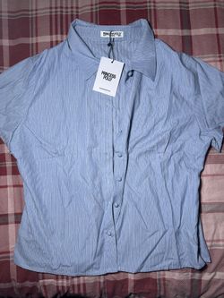 NEW Princess Polly Women’s Lift Off Button Up Top Blue - SIZE 12