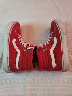 VANS Sk8-Hi Red/White Canvas High Top Lace-Up Sneakers Rubber  Size  W.11  M 9.5