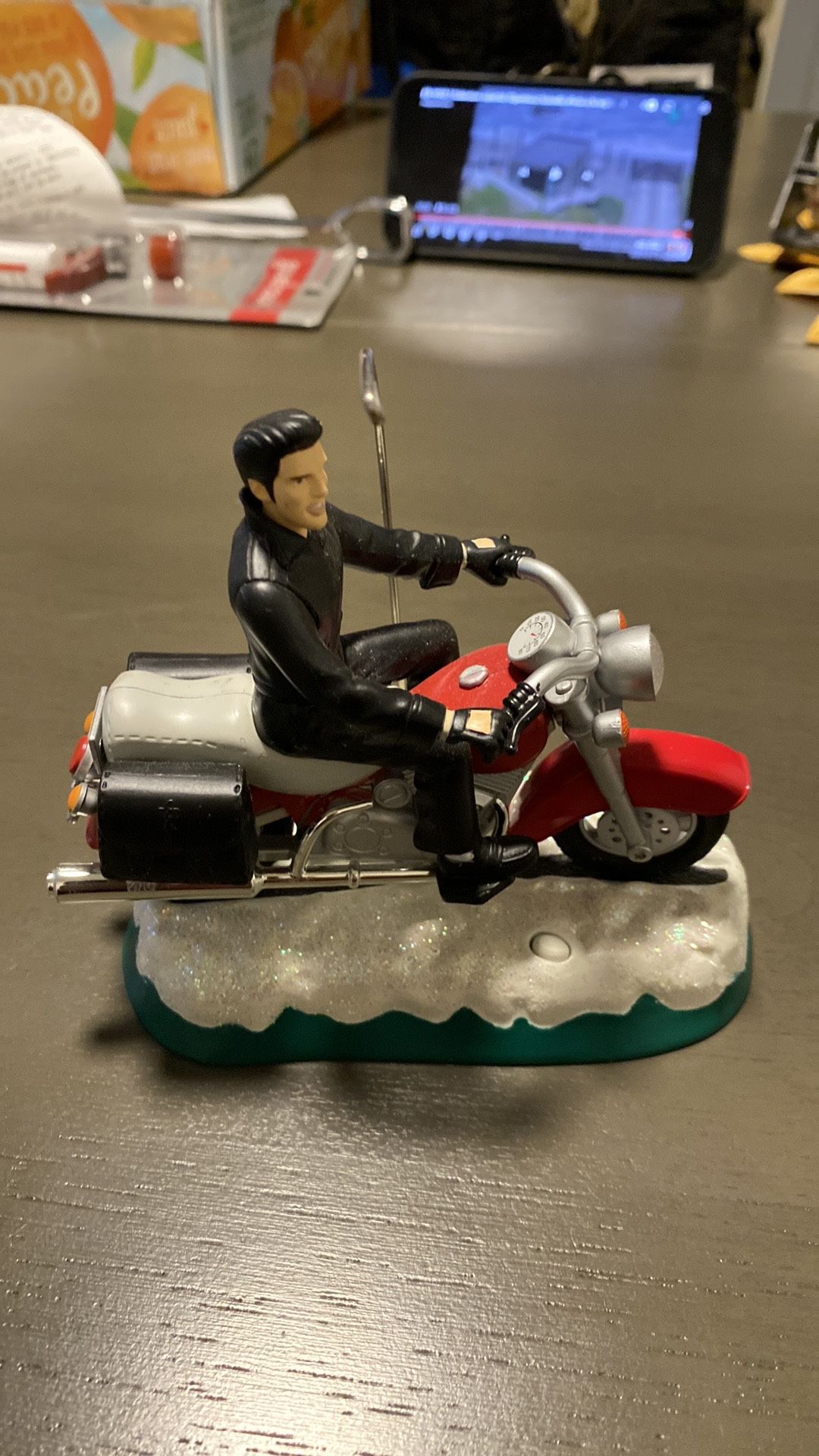Santa's Best Elvis Presley Musical Motorcycle Christmas Ornament Figurine