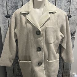 Express Avenue De L’Opera Cream Colored Wool Coat W/liner. Womens Size Small. See Measurement Photos. 