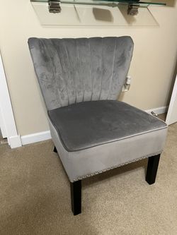 Grey Velvet Accent Chair 