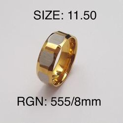 Stainless Steel Silver & Gold Ring Band For Men: Size-11.50/RGN-555