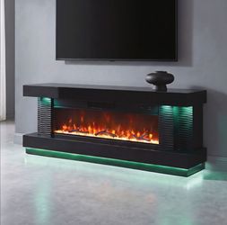 Tv Stand W Fireplace w Heater Black Finish. New Especial price