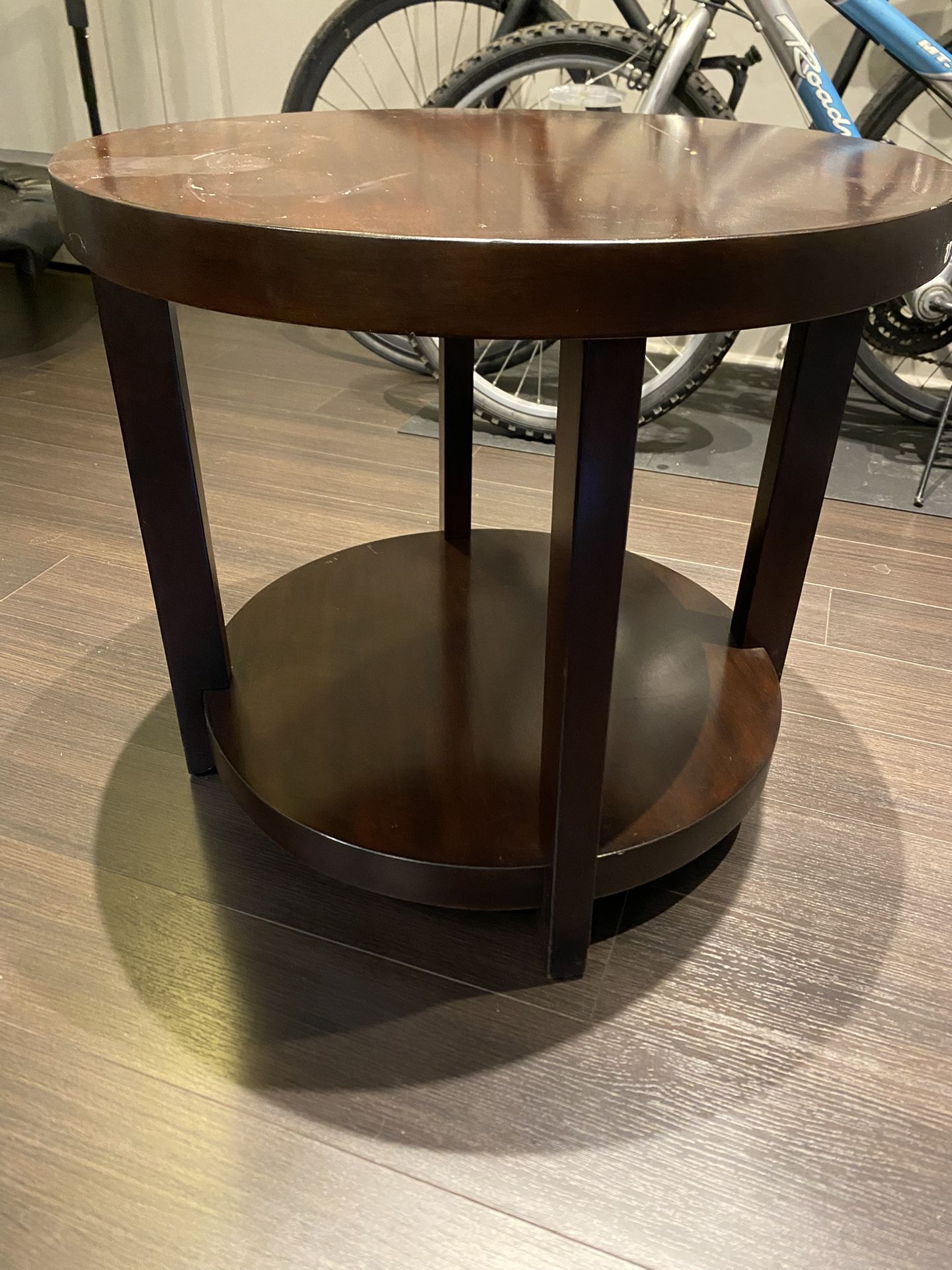 Round Brown End Table