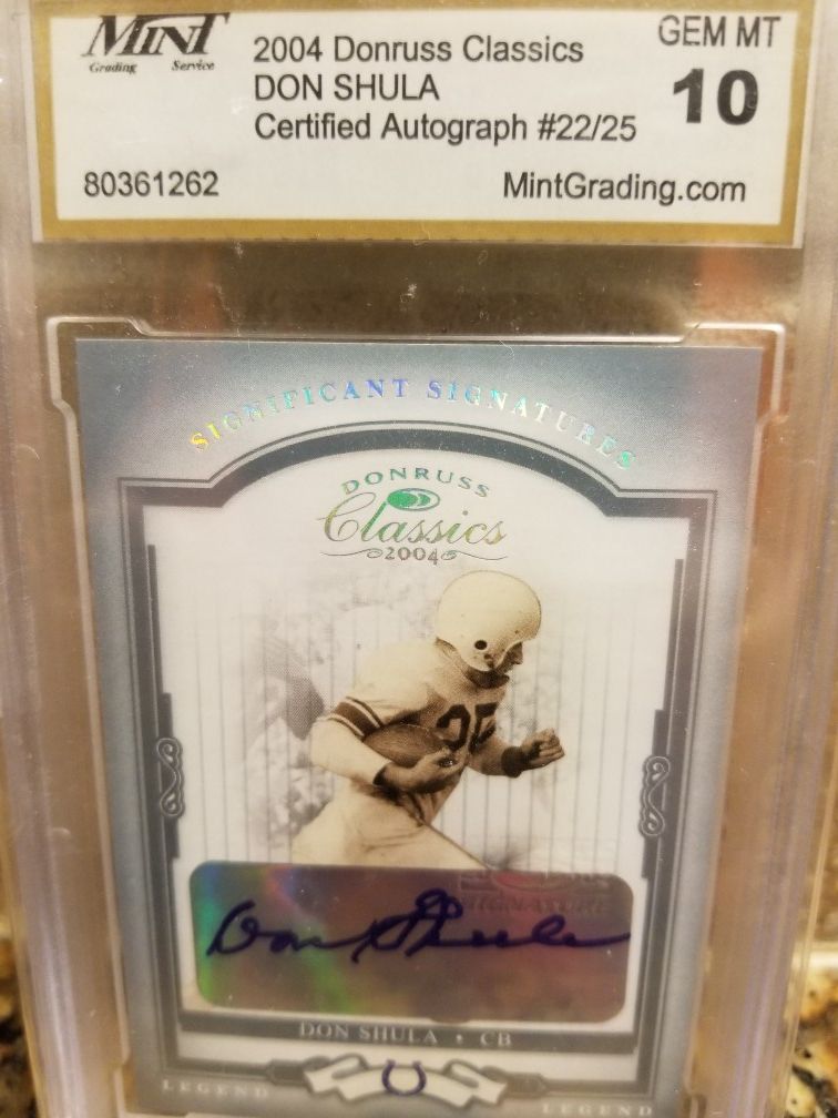 Don shula autographed card graded 10