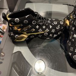 2025 Men's Casual High-Tops Trendy Hot Fix Rhinestone Print Canvas Thick Soled Sports Height Increasing Shoes for Spring Walking