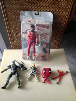 Mixed Action Figure Lot – Cheech & Chong, Halo, Deadpool, Iron Man