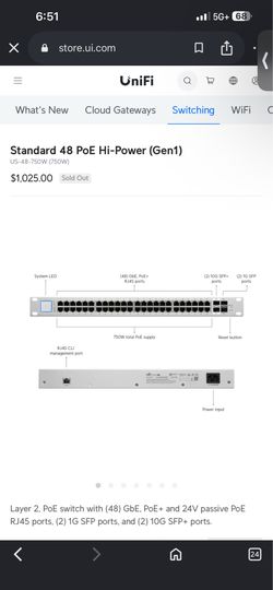 Ubiquiti UniFi Switch 48 Port US-48-750W